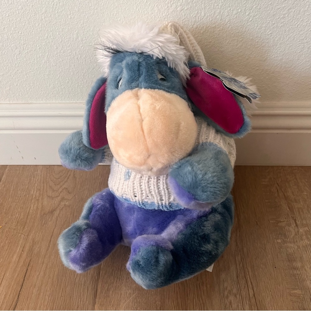 Disney Store Collection Snowflake Sweater Eeyore Plush Stuffed Animal Vtg NWT